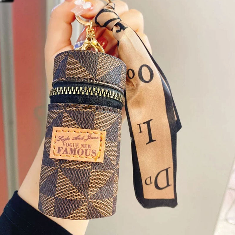 Keychain Lipstick Case Holder Key Chains With Silk Scarf - Madina Gift