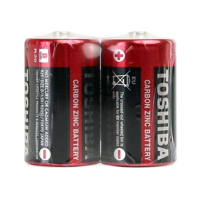 Toshiba D Size R20SL x 2 Carbon Zinc Batteries