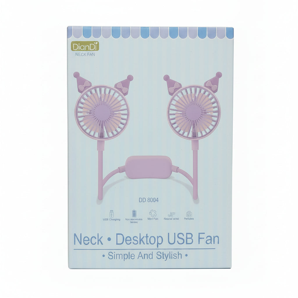 DianDi DD 8004 Dual Head Cartoon Portable Neck Flexible Fan Online in Karachi Pakistan madinagift.pk