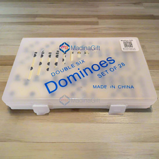 Double SIX Dominoes Game - Set of 28 Pieces - Crystal Plastic Case - Madina Gift
