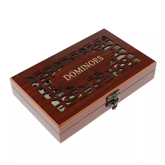 Double Professional Dominoes Game - Set of 28 Pieces Ivory Wood Case - Madina Gift