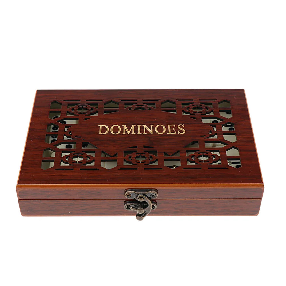 Double Professional Dominoes Game - Set of 28 Pieces Ivory Wood Case - Madina Gift