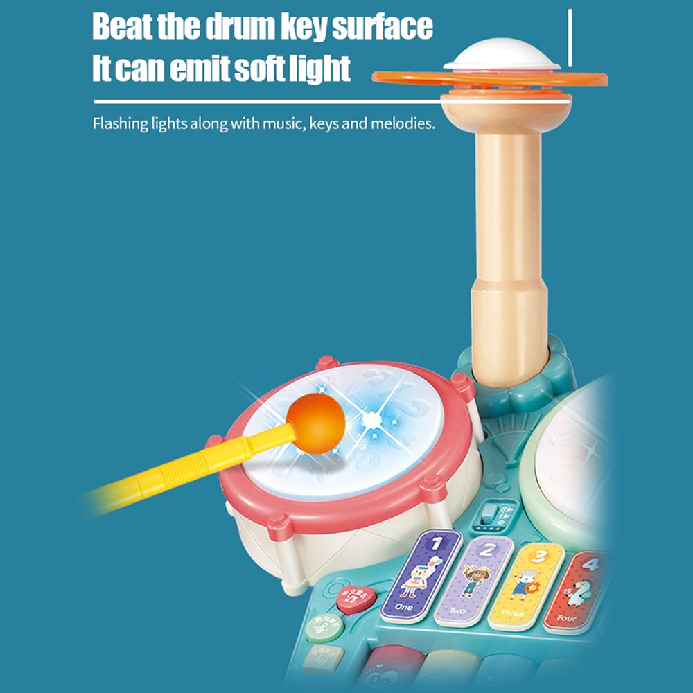 5-in-1 Drum Set with Microphone & Piano