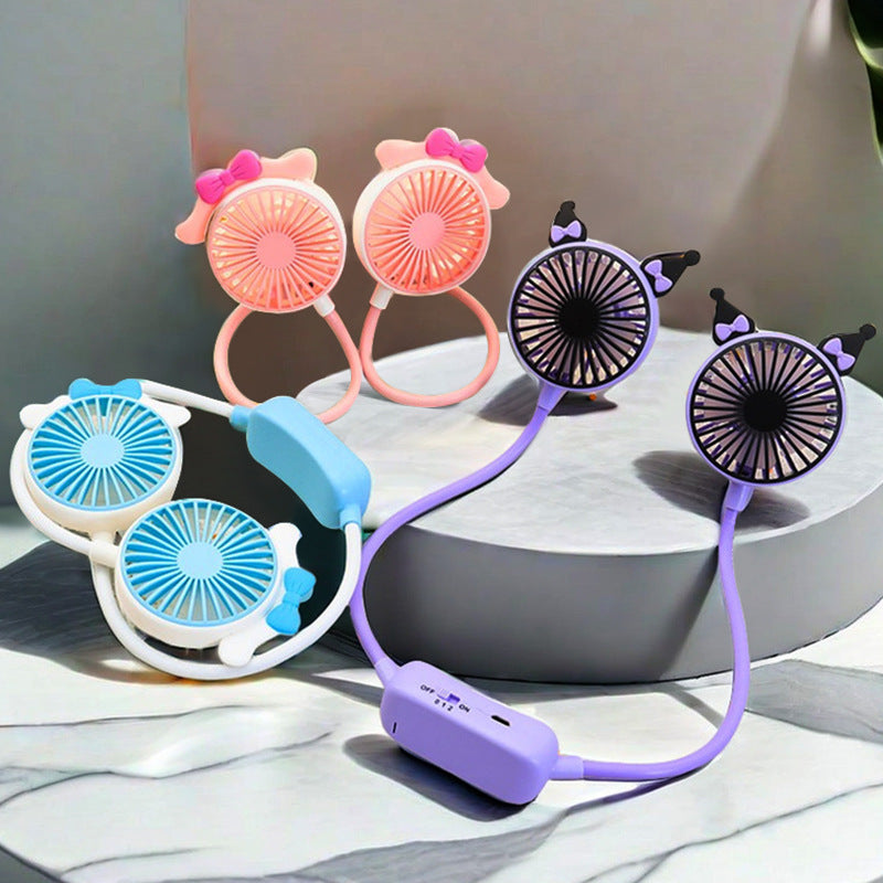 Dual Head Cartoon Portable Neck Flexible Fan Online in Karachi Pakistan madinagift.pk
