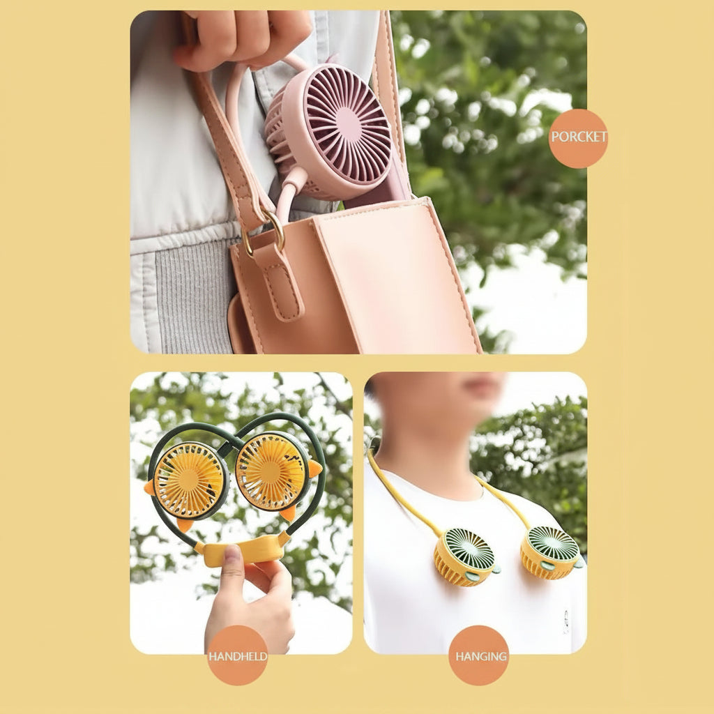 DianDi DD 8004 Dual Head Cartoon Portable Neck Flexible Fan Online in Karachi Pakistan madinagift.pk
