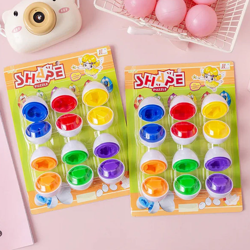 Montessori Learning Smart Egg Shape Matching Puzzle - 6 Eggs Learning Play Set - QL7717