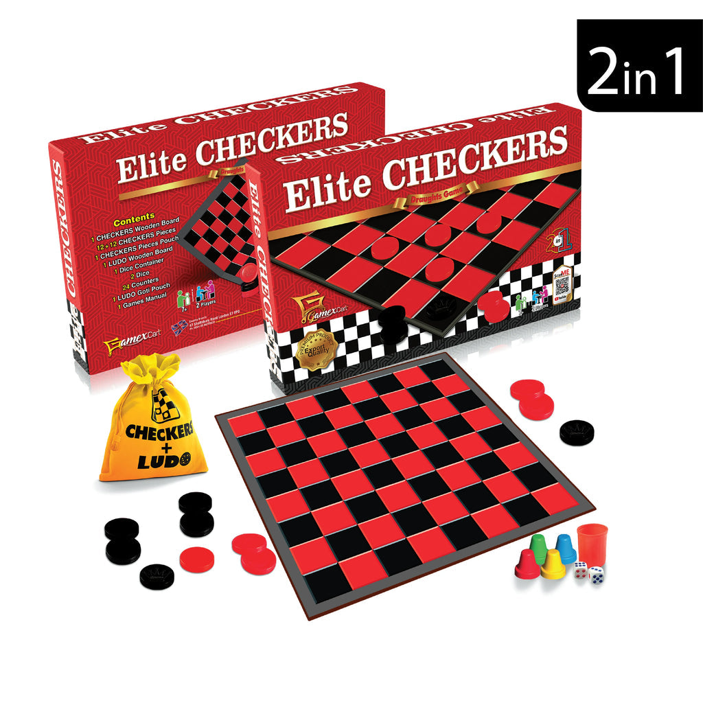 Elite Checkers 2 in 1 Wooden Board Game Online in Karachi Pakistan madinagift.pk