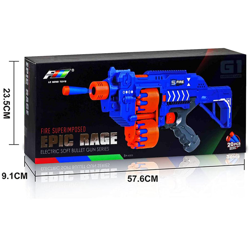 Epic Rage G1 Soft Bullet Nerf Gun size