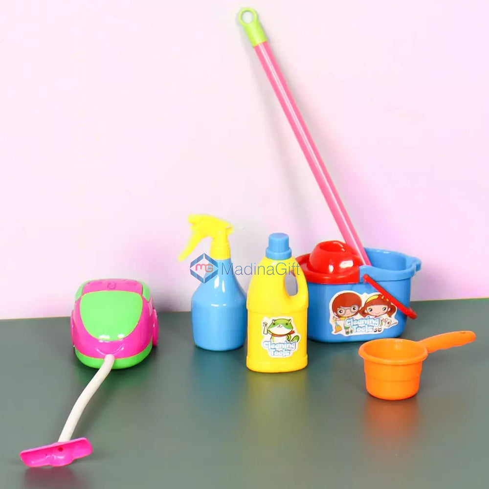 58906 - 6 Piece Kids Cleaning Sweeping Play Set Broom Brush Dustpan Pretend Toy - Madina Gift - www.madinagift.pk