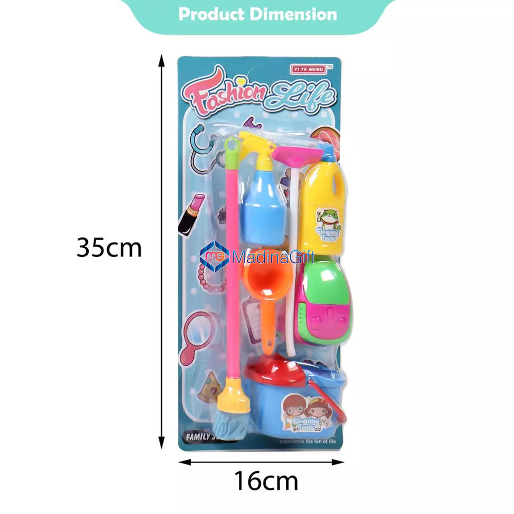 58906 - 6 Piece Kids Cleaning Sweeping Play Set Broom Brush Dustpan Pretend Toy - Madina Gift - www.madinagift.pk