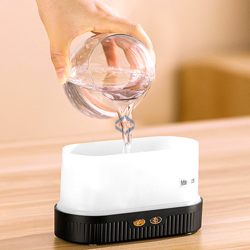 USB Electric Aromatherapy Air Humidifier Diffuser Home Room Ultrasonic Cool Mist Aroma Essential Oil Diffuser with Flame Lamp