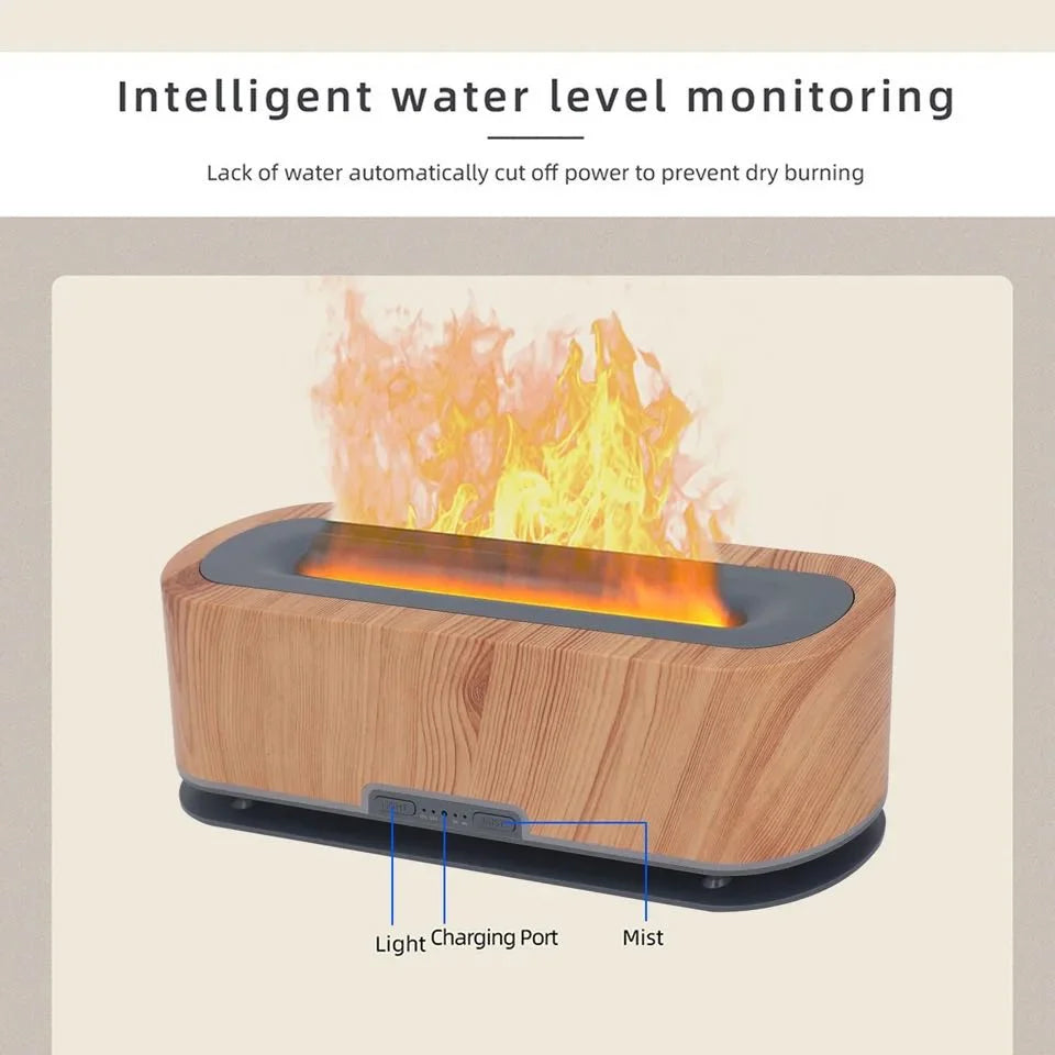 Flame Diffuser Humidifier Wooden Textured Body - Madina Gift