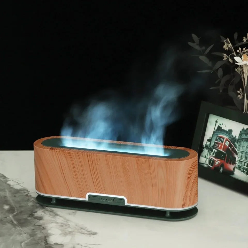 Flame Diffuser Humidifier Wooden Textured Body - Madina Gift