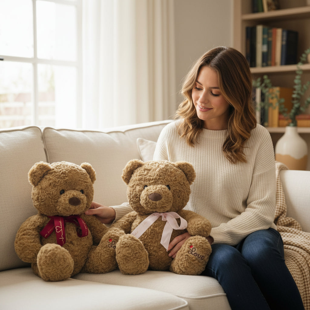 Fluffy Teddy Bear 35 CM Stuffed Plush Toy Online in Pakistan madinagfit.pk