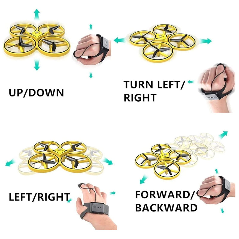 TY-T14 Hand Gesture Sensor Drone smartwatch Control 360° Flips & LED Madina Gift