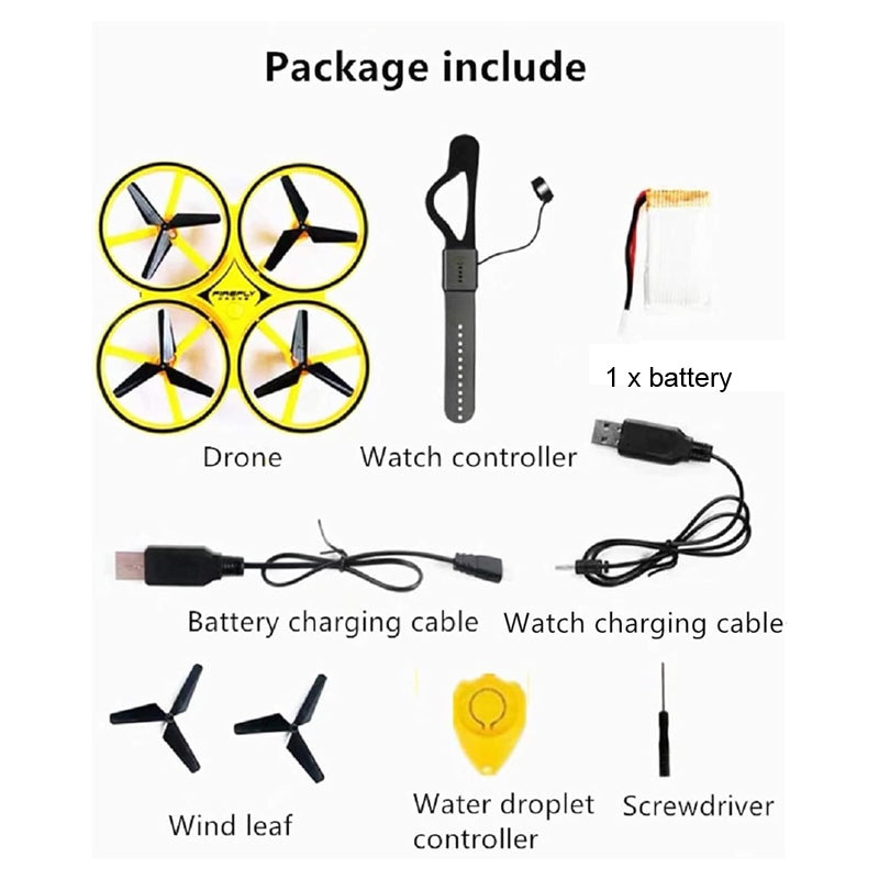 TY-T14 Hand Gesture Sensor Drone smartwatch Control 360° Flips & LED Madina Gift