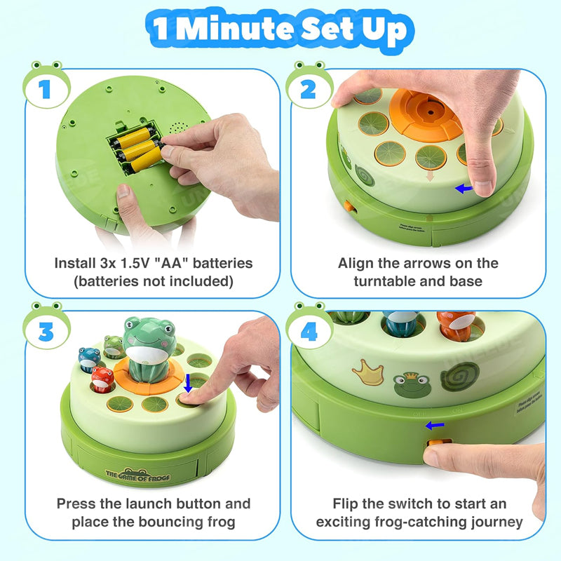 Frog Bounce & Catch Game Bouncing Turntable Toy Madina Gift