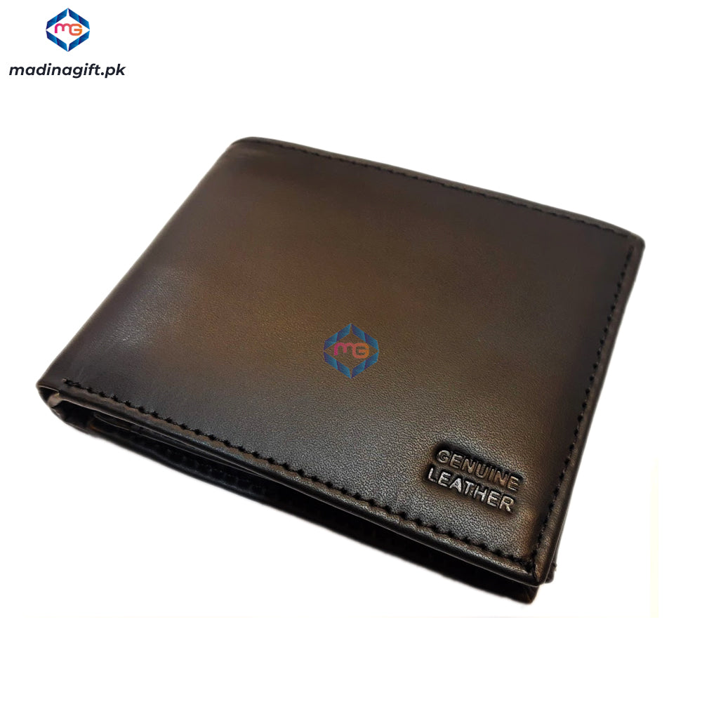 Genuine Leather Large Tri-Fold Black Wallet for Men  - Madina Gift