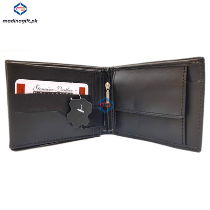 Genuine Leather Large Tri-Fold Black Wallet for Men  - Madina Gift