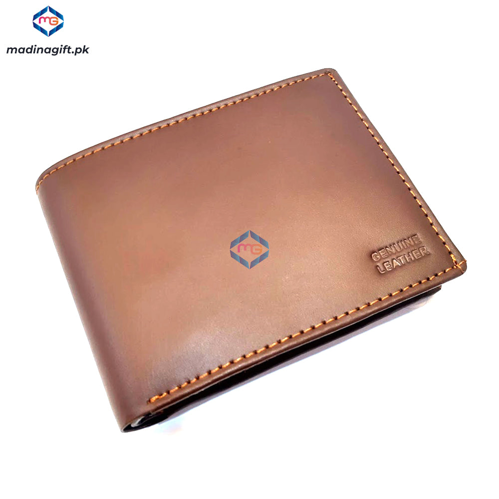 Genuine Leather Large Tri-Fold Brown Wallet for Men - Madina Gift