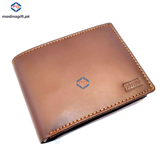 Genuine Leather Large Tri-Fold Brown Wallet for Men - Madina Gift