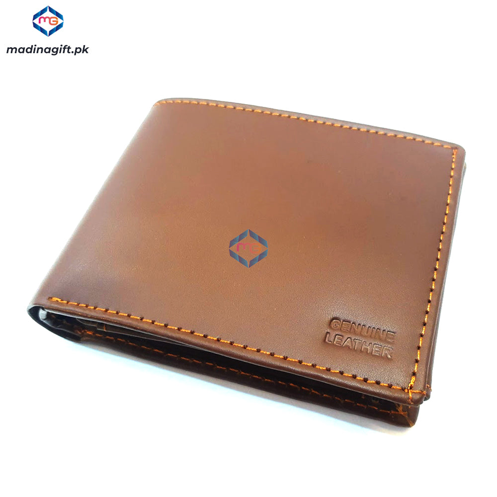 Genuine Leather Large Tri-Fold Brown Wallet for Men - Madina Gift