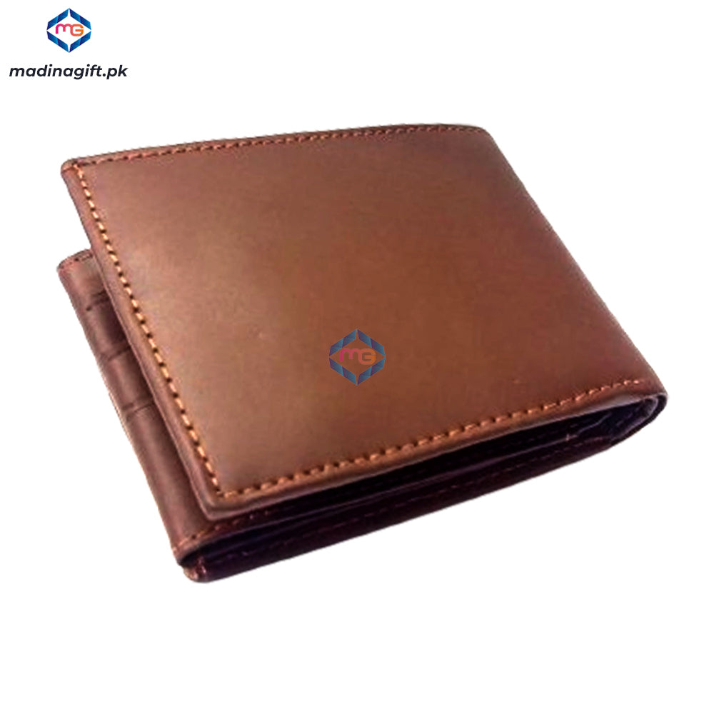 Genuine Leather Large Tri-Fold Brown Wallet for Men - Madina Gift