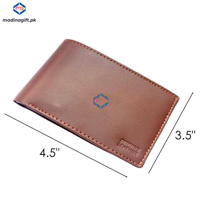 Genuine Leather Large Tri-Fold Brown Wallet for Men - Madina Gift