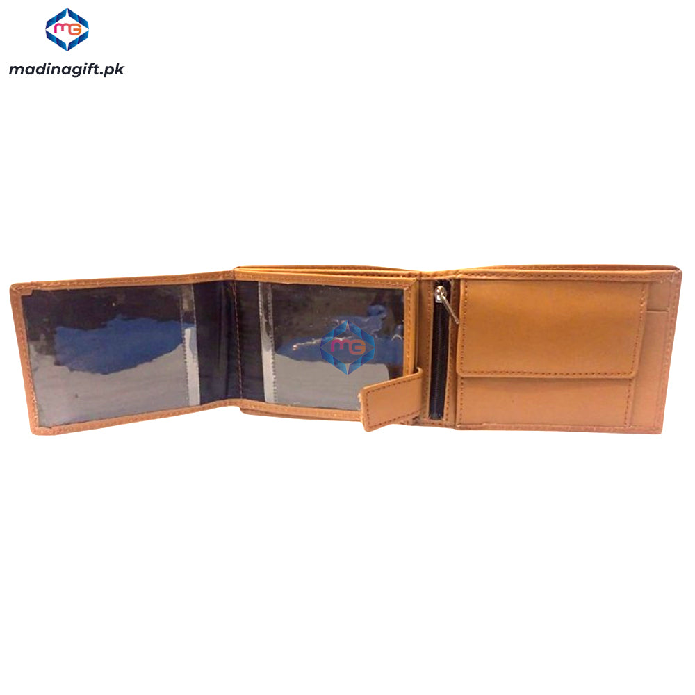 Genuine Leather Large Tri-Fold Mustard Wallet for Men - Madina Gift