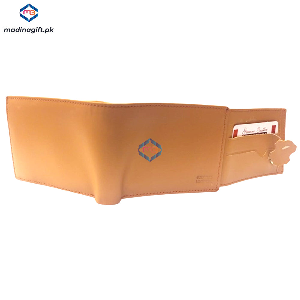 Genuine Leather Large Tri-Fold Mustard Wallet for Men - Madina Gift