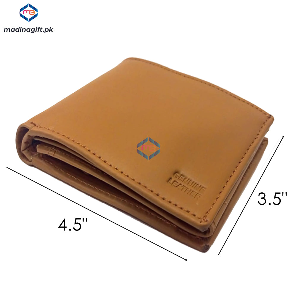 Genuine Leather Large Tri-Fold Mustard Wallet for Men - Madina Gift