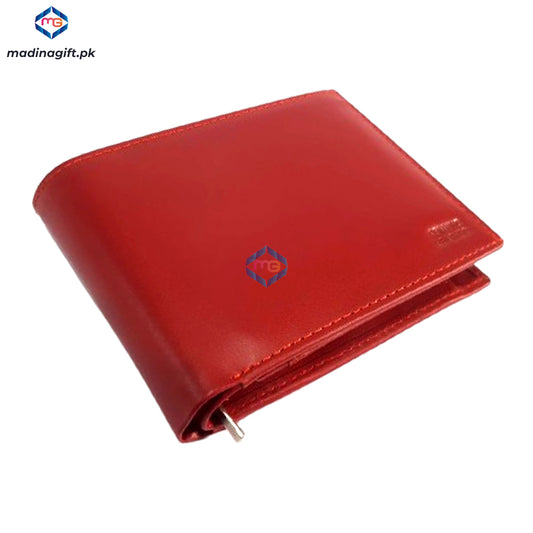 Genuine Leather Large Tri-Fold Red Wallet for Men - Madina Gift