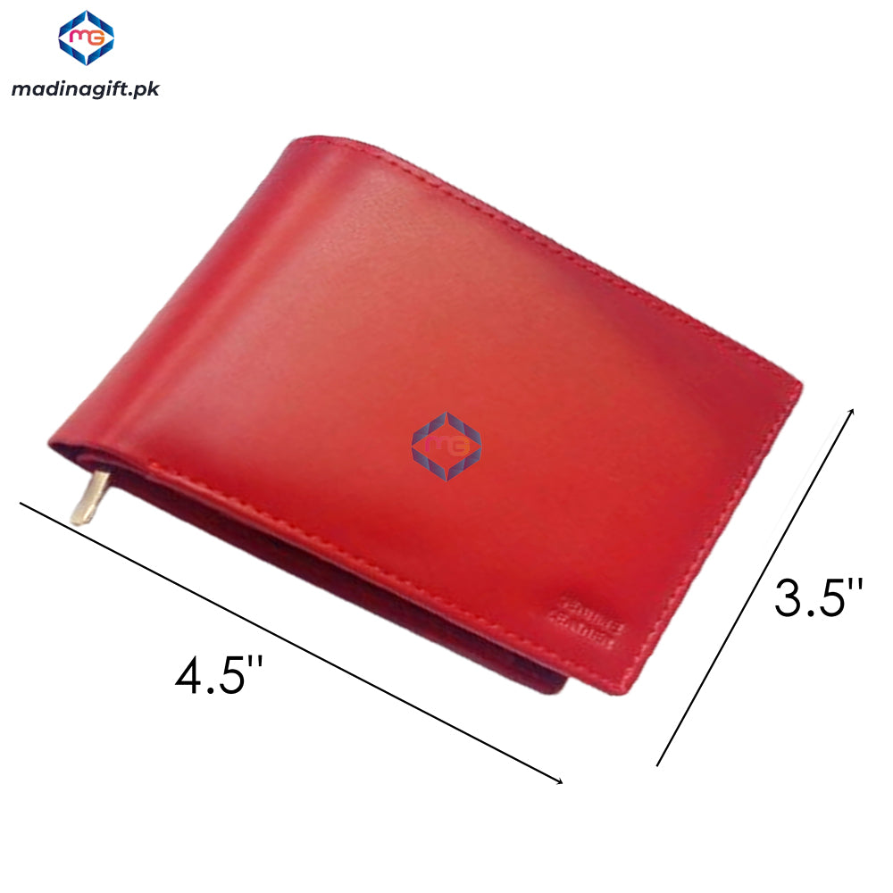 Genuine Leather Large Tri-Fold Red Wallet for Men - Madina Gift