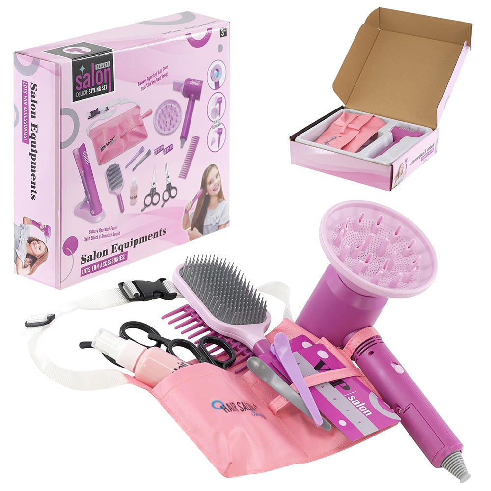 Girls Beauty Hair Salon Toy Kit with Hairdryer, Straightener &amp; Styling Accessories Online in Pakistan Madina Gift