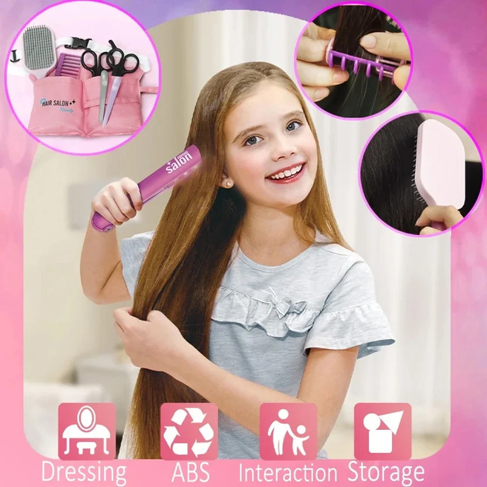 Girls Beauty Hair Salon Toy Kit with Hairdryer, Straightener &amp; Styling Accessories Online in Pakistan Madina Gift