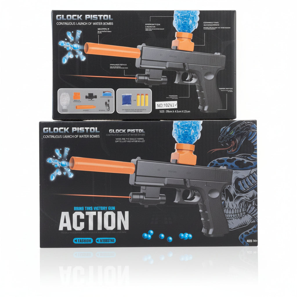 Glock 102VJ Pistol Automatic Water Bomb & Soft Bullet Blaster Gun Online in Pakistan Madina Gift