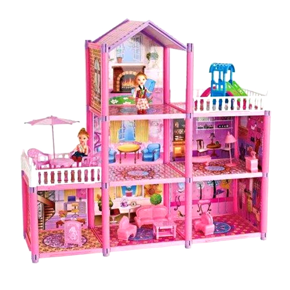 Dream Castle Big Doll House for Girls - 129 Pieces 3-Storey Villa Family DIY Accessories Assembly - madina gift