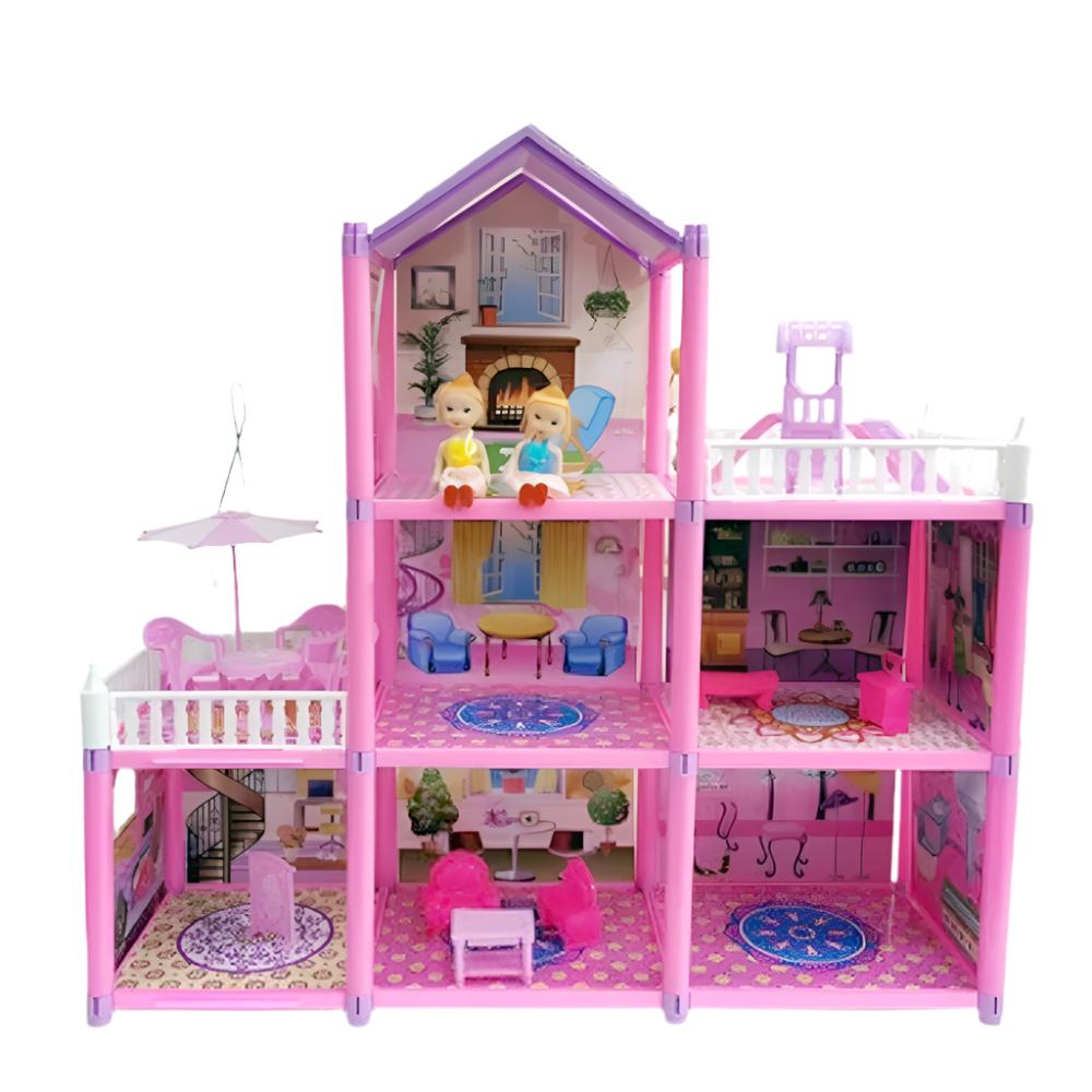 Dream Castle Big Doll House for Girls - 129 Pieces 3-Storey Villa Family DIY Accessories Assembly - madina gift