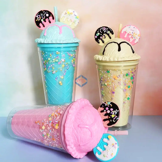 Ice Cream Cookie Tumbler with Lid & Straw - Madina Gift