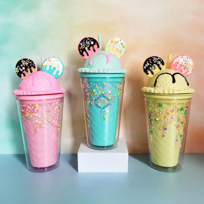 Ice Cream Cookie Tumbler with Lid & Straw - Madina Gift