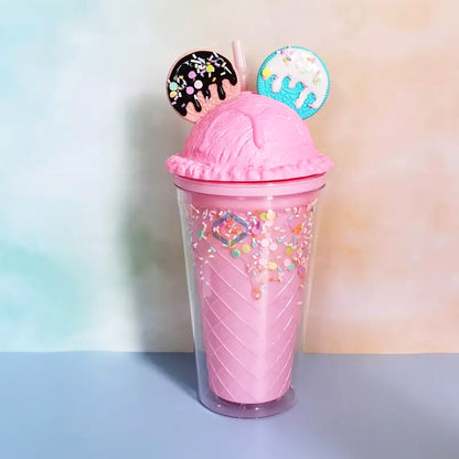 Ice Cream Cookie Tumbler with Lid & Straw - Madina Gift