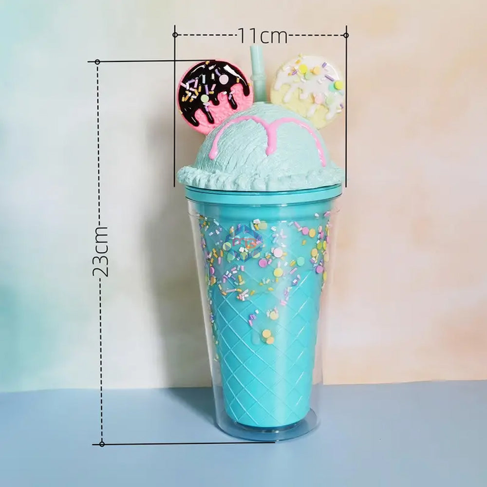 Ice Cream Cookie Tumbler with Lid & Straw - Madina Gift