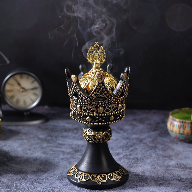 Luxury Essential Oil & Incense Burner With Resin Crown Madina Gift
