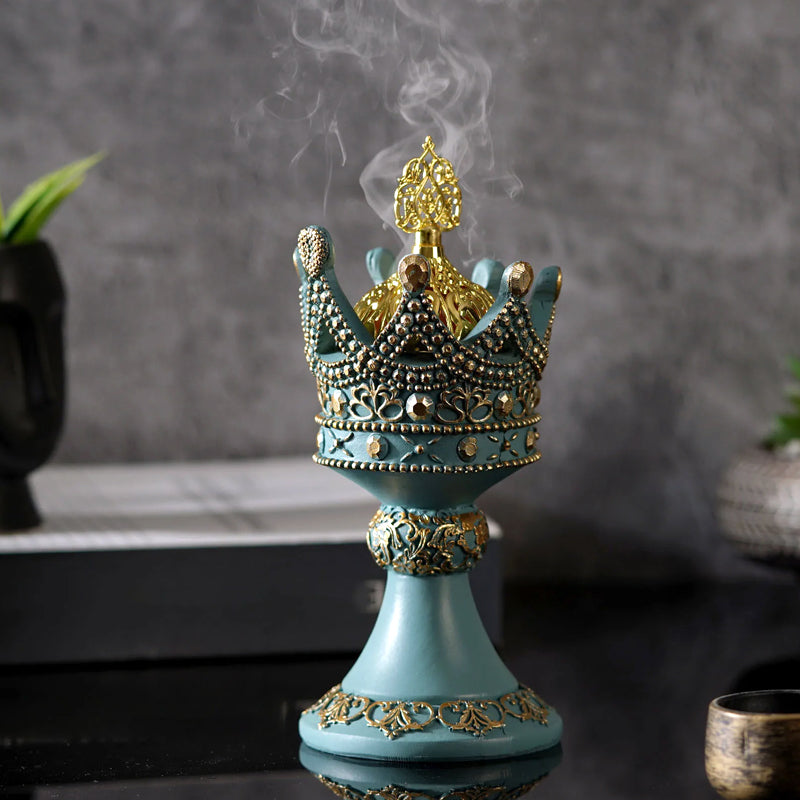 Luxury Essential Oil & Incense Burner With Resin Crown Madina Gift