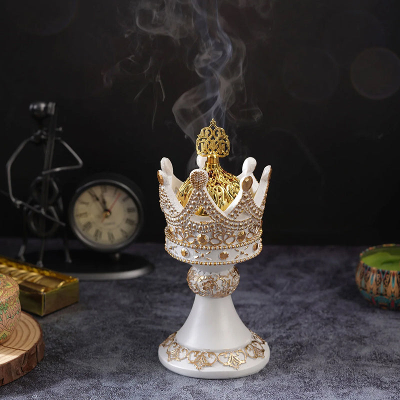 Luxury Essential Oil & Incense Burner With Resin Crown Madina Gift
