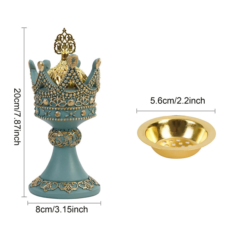 Luxury Essential Oil & Incense Burner With Resin Crown Madina Gift