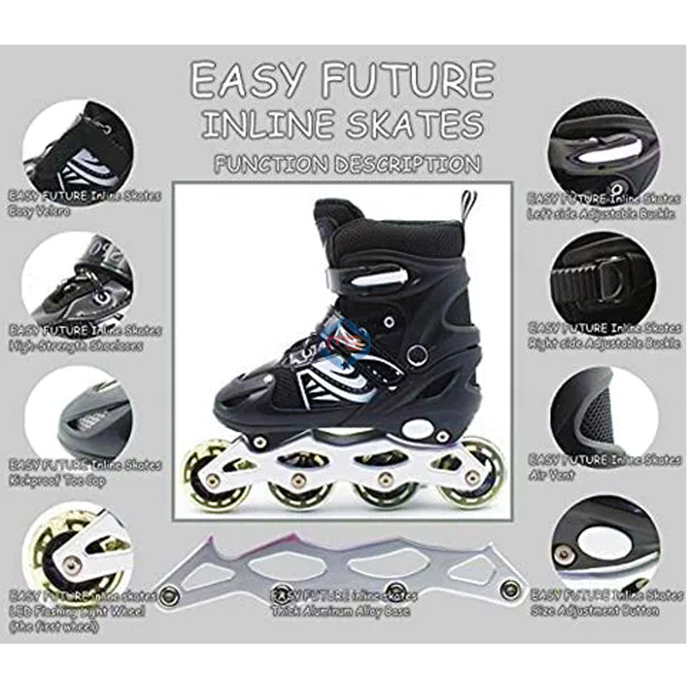 Inline Skates Adjustable Size Rollers with Flashing Wheels