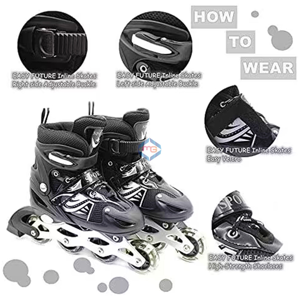 Inline Skates Adjustable Size Rollers with Flashing Wheels