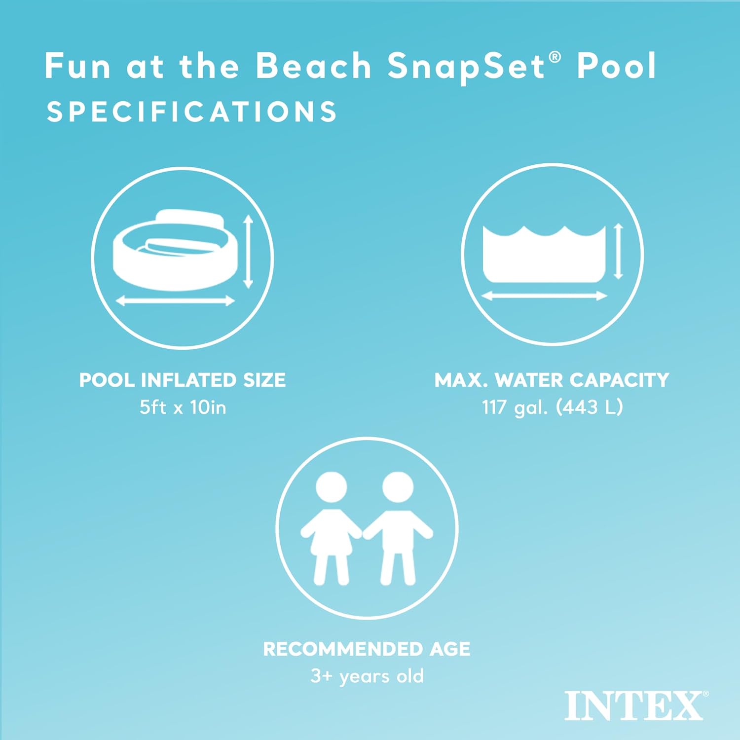 Intex Snapset Fun at the Beach Kiddie Pool 5' x 10" 56451 Madina Gift