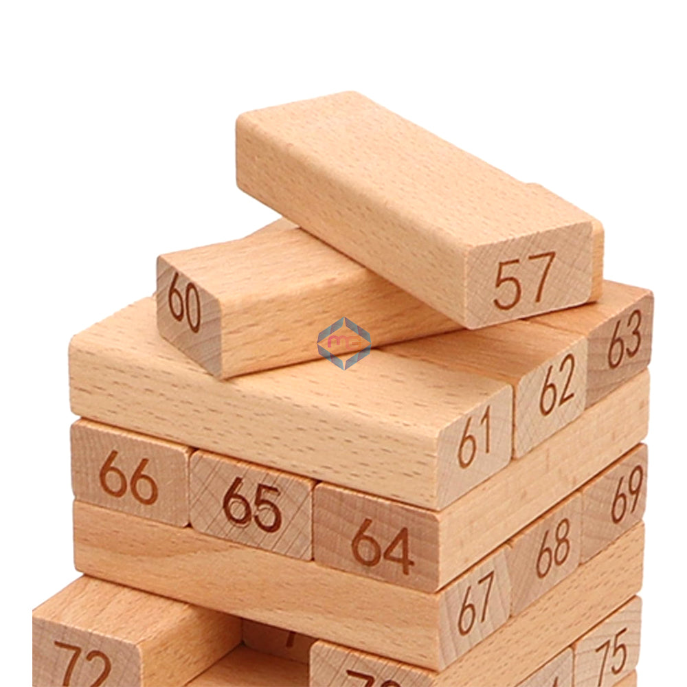 Jenga Wooden Blocks 54 Pieces with 4 Dice Kids & Adults Fun - Madina Gift